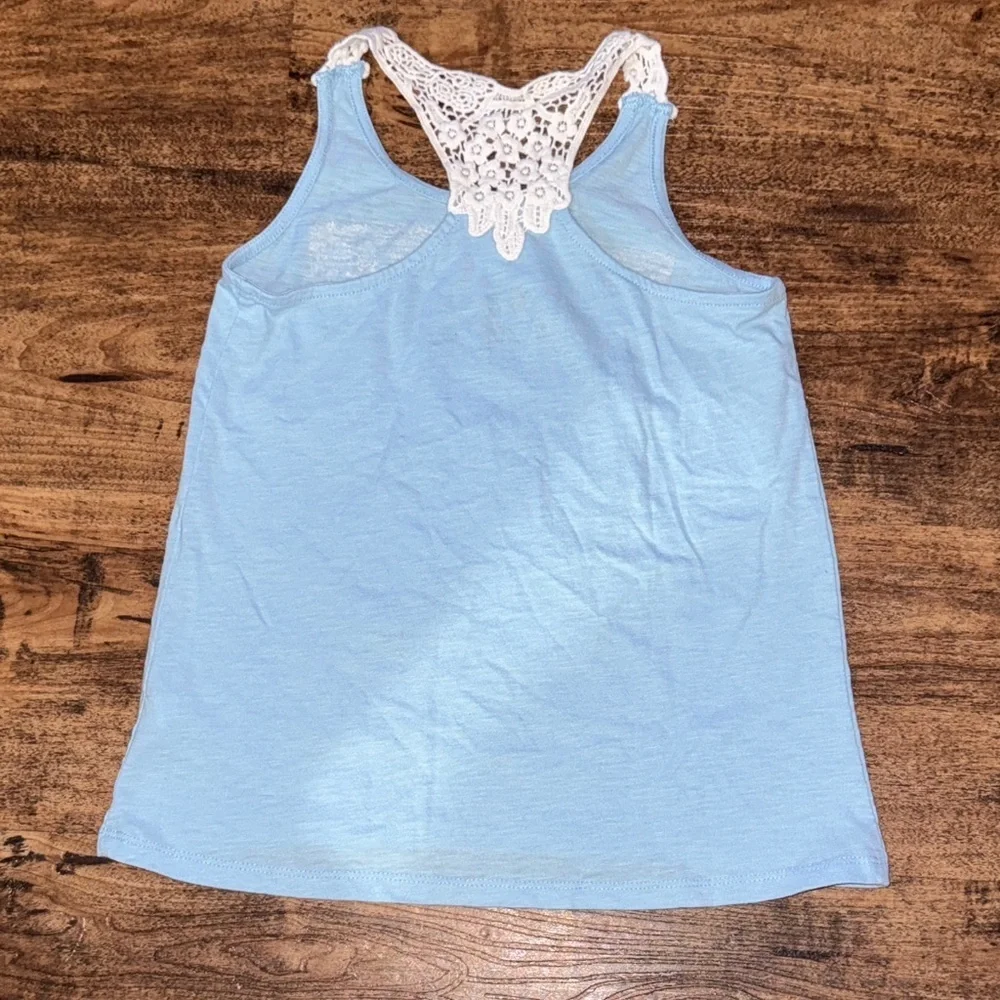 Justice Light Blue Unicorn Tank Top with Lace
